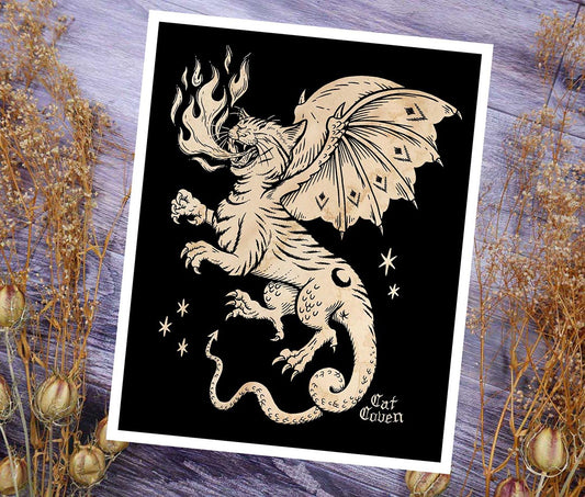 Cat Dragon - Art Print